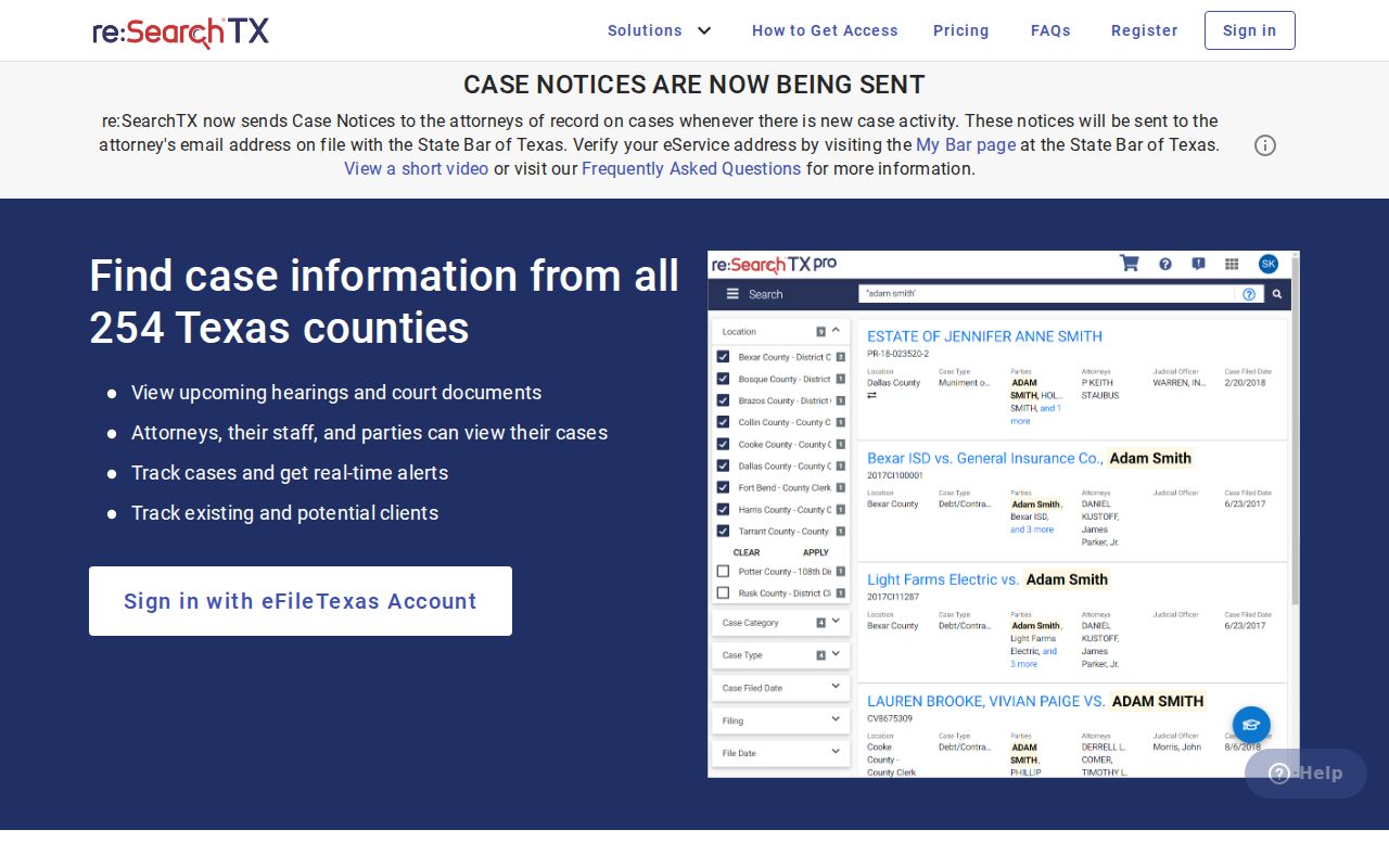 Canyon Lake resident lookup using the Texas re:SearchTX court records search