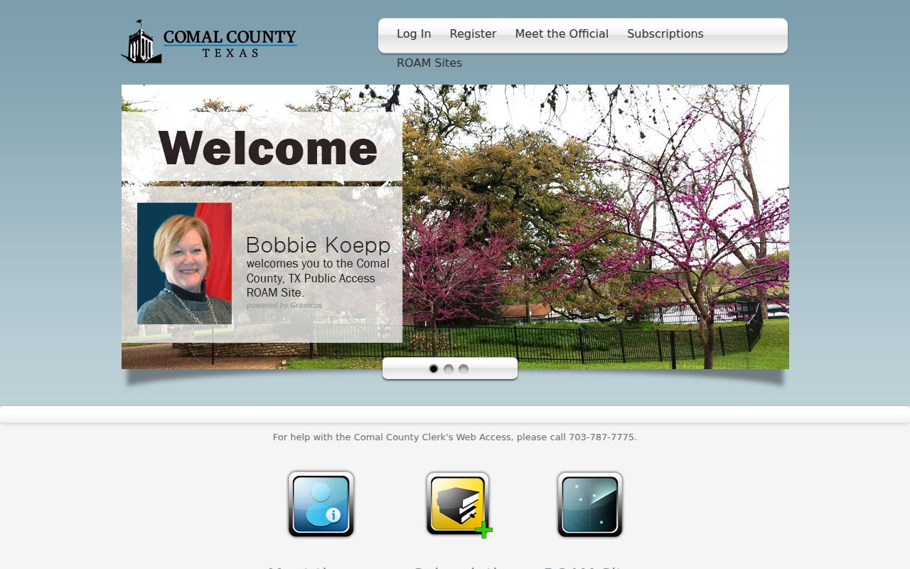 Canyon Lake street directory access to the Comal County ROAM deed index
