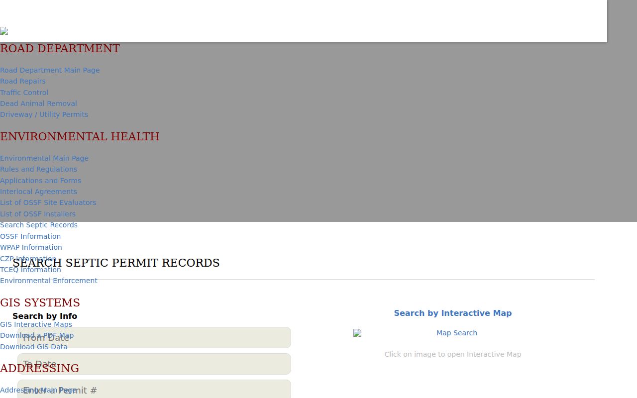 Canyon Lake street directory access to Comal County septic record search